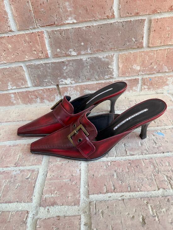 Donald J. Pliner Shoes - Donald J. Pliner Vintage Red Mules Heels Size 9 New!